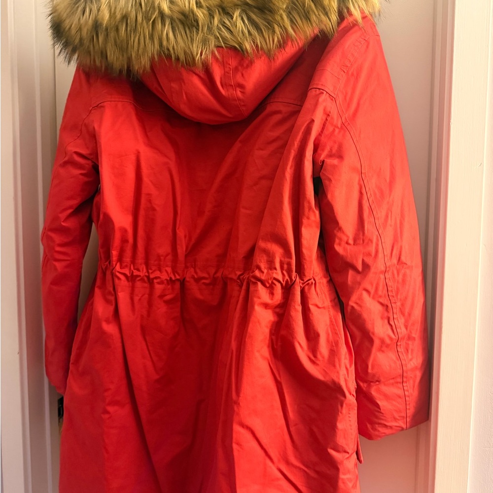 Hunter Red Women's Ski Jacket with Fur Hood - Original Parka - Picture 5 of 11